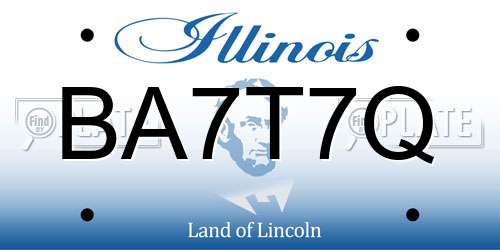 BA7T7Q Illinois License Plate