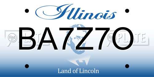 BA7Z7O Illinois License Plate