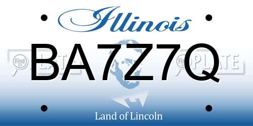 BA7Z7Q Illinois License Plate