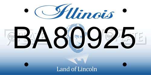 BA80925 Illinois License Plate
