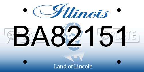 BA82151 Illinois License Plate