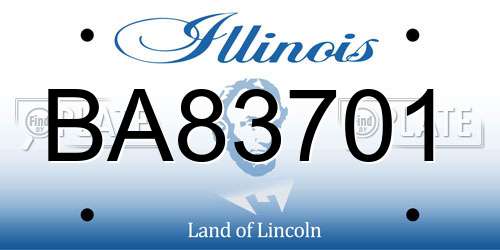 BA83701 Illinois License Plate