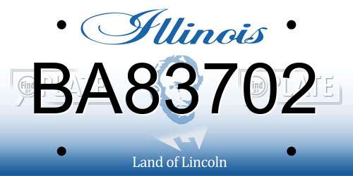 BA83702 Illinois License Plate