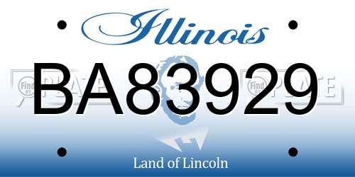 BA83929 Illinois License Plate