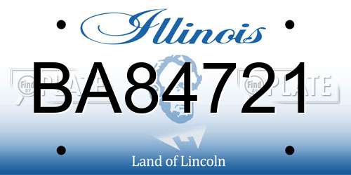 BA84721 Illinois License Plate