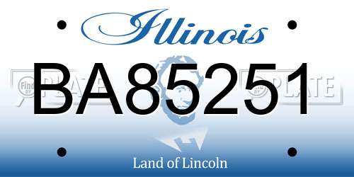 BA85251 Illinois License Plate
