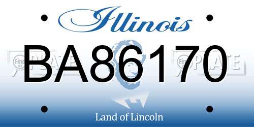 BA86170 Illinois License Plate