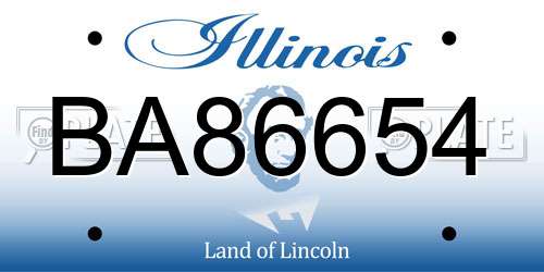 BA86654 Illinois License Plate