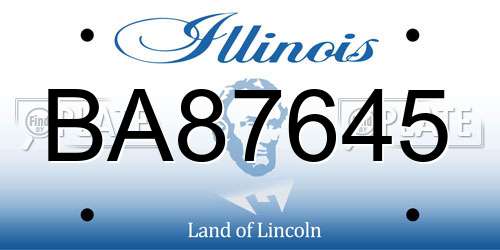 BA87645 Illinois License Plate