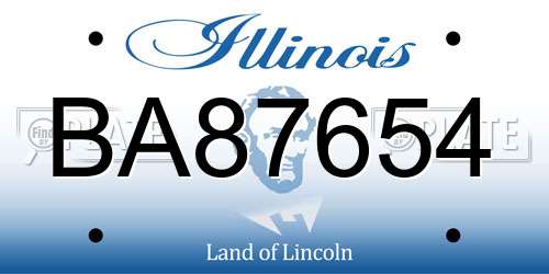 BA87654 Illinois License Plate