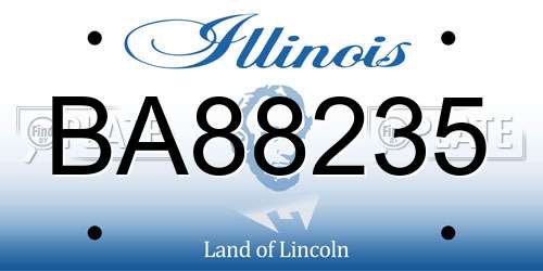 BA88235 Illinois License Plate