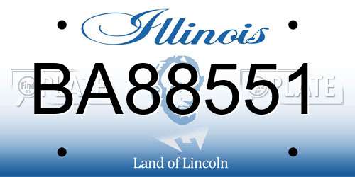 BA88551 Illinois License Plate