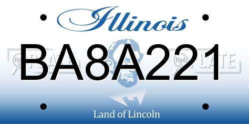 BA8A221 Illinois License Plate