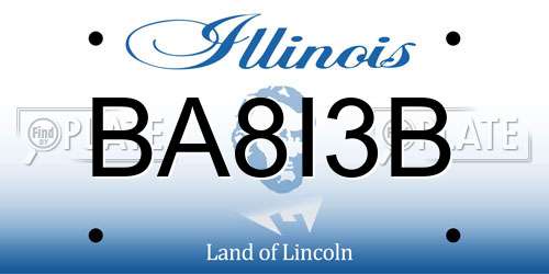 BA8I3B Illinois License Plate