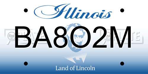 BA8O2M Illinois License Plate