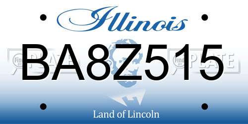 BA8Z515 Illinois License Plate