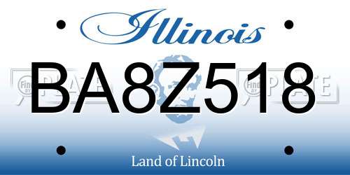 BA8Z518 Illinois License Plate