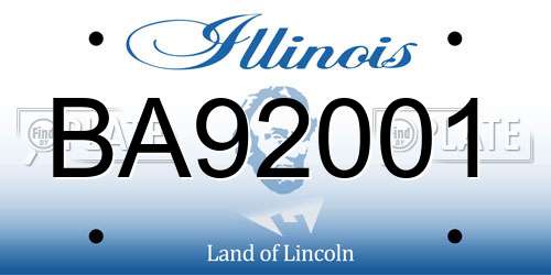 BA92001 Illinois License Plate