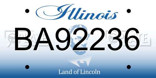 BA92236 Illinois License Plate