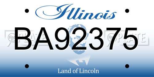 BA92375 Illinois License Plate