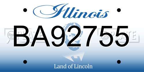 BA92755 Illinois License Plate