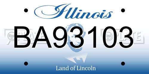 BA93103 Illinois License Plate