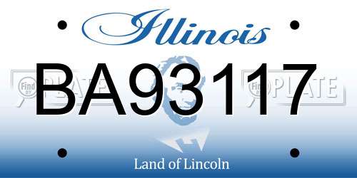 BA93117 Illinois License Plate