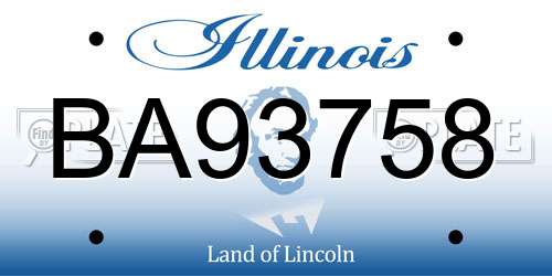 BA93758 Illinois License Plate