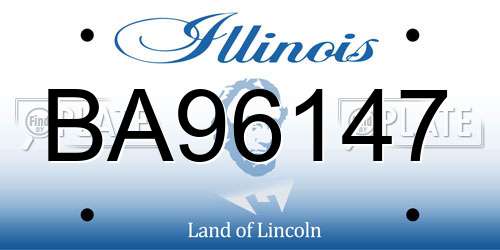 BA96147 Illinois License Plate