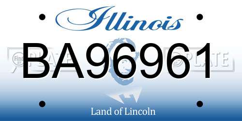 BA96961 Illinois License Plate