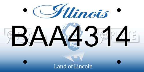 BAA4314 Illinois License Plate