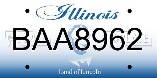 BAA8962 Illinois License Plate