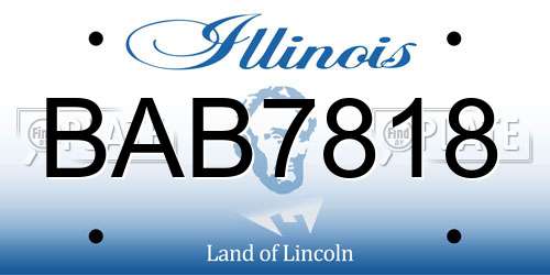 BAB7818 Illinois License Plate