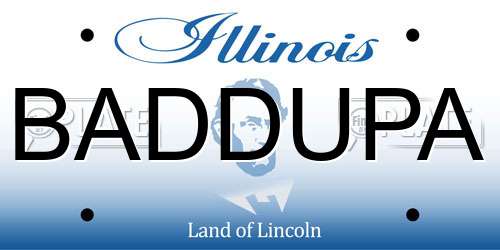 BADDUPA Illinois License Plate
