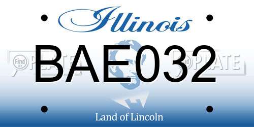 BAE032 Illinois License Plate