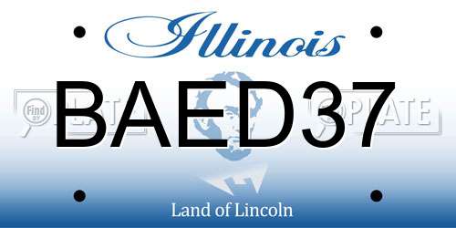 BAED37 Illinois License Plate