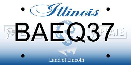 BAEQ37 Illinois License Plate