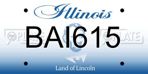 BAI615 Illinois License Plate