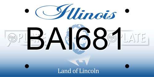 BAI681 Illinois License Plate