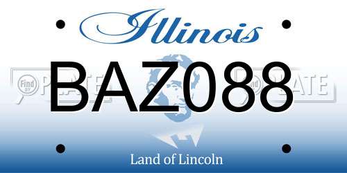 BAZ088 Illinois License Plate