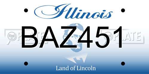 BAZ451 Illinois License Plate
