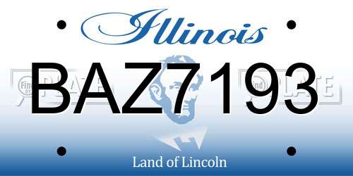 BAZ7193 Illinois License Plate