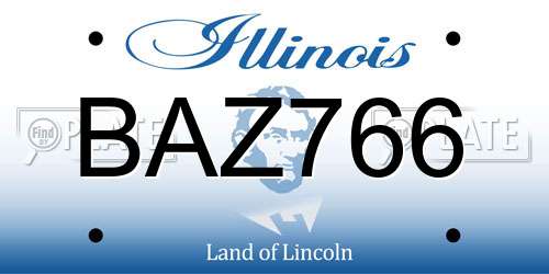 BAZ766 Illinois License Plate