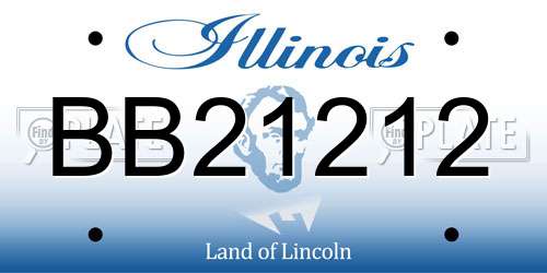 BB21212 Illinois License Plate