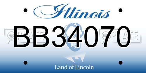 BB34070 Illinois License Plate