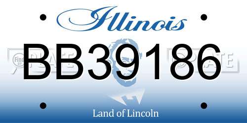 BB39186 Illinois License Plate