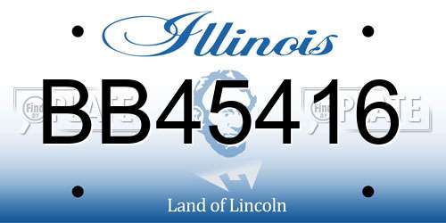 BB45416 Illinois License Plate