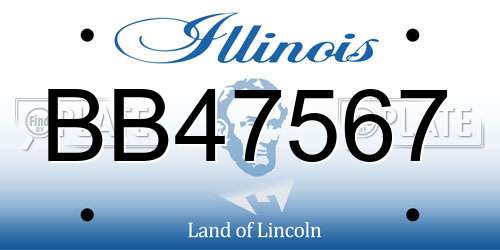 BB47567 Illinois License Plate