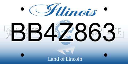 BB4Z863 Illinois License Plate