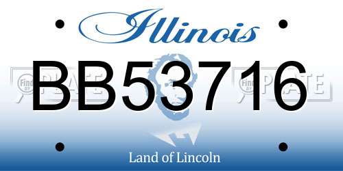 BB53716 Illinois License Plate